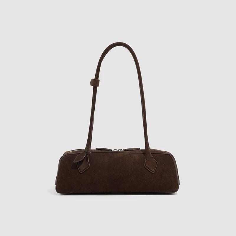 

MJ Women s Bag Sausage Retro Matte Cowhide Suede French Niche Commuter Stick Urban Simplicity 33x10x11cm