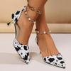 Sandali con tacco alto leopardati sexy da donna, con perline e cristalli, di lusso, da festa, da donna, con décolleté, Zapatillas De Mujer 2025