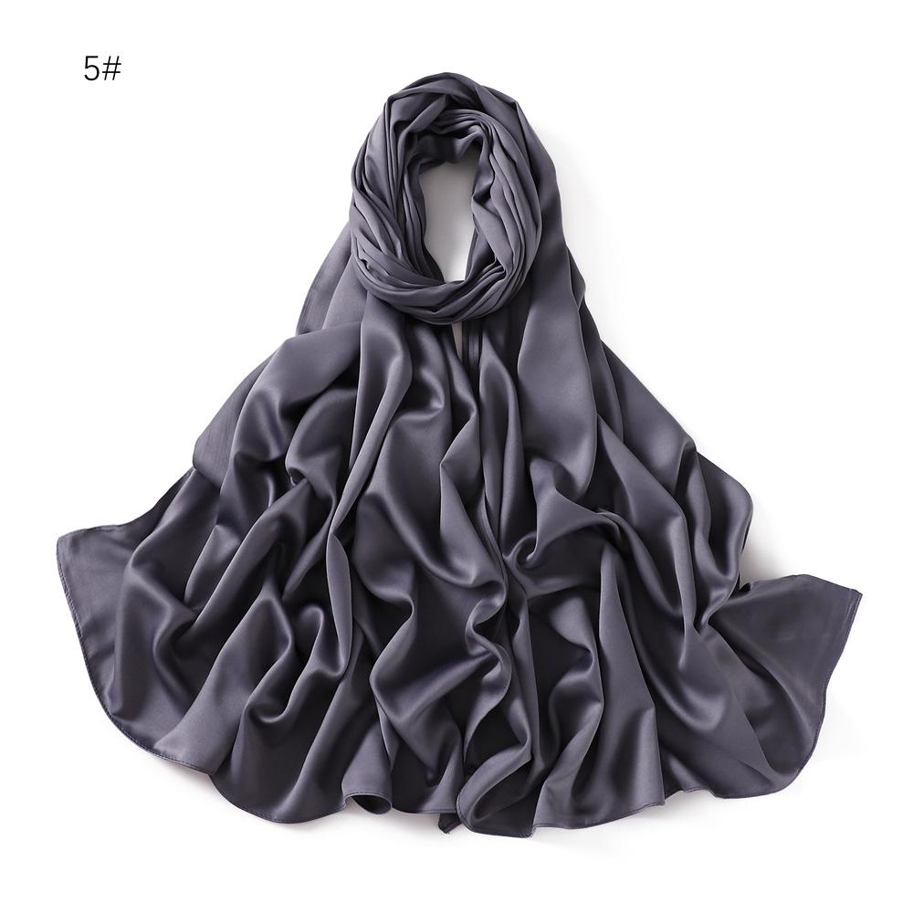 New Luxury Medine Silk Scarf For Women Muslim Plain Hijab Long Shawls Big Size Headscarf Wraps Islamic Turban Headband Bandana