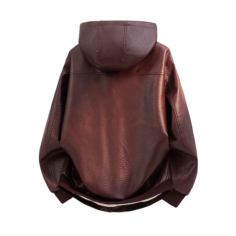 American retro men's leather jacket pu leather tooling old money wind tough loose locomotive leather jacket men's top