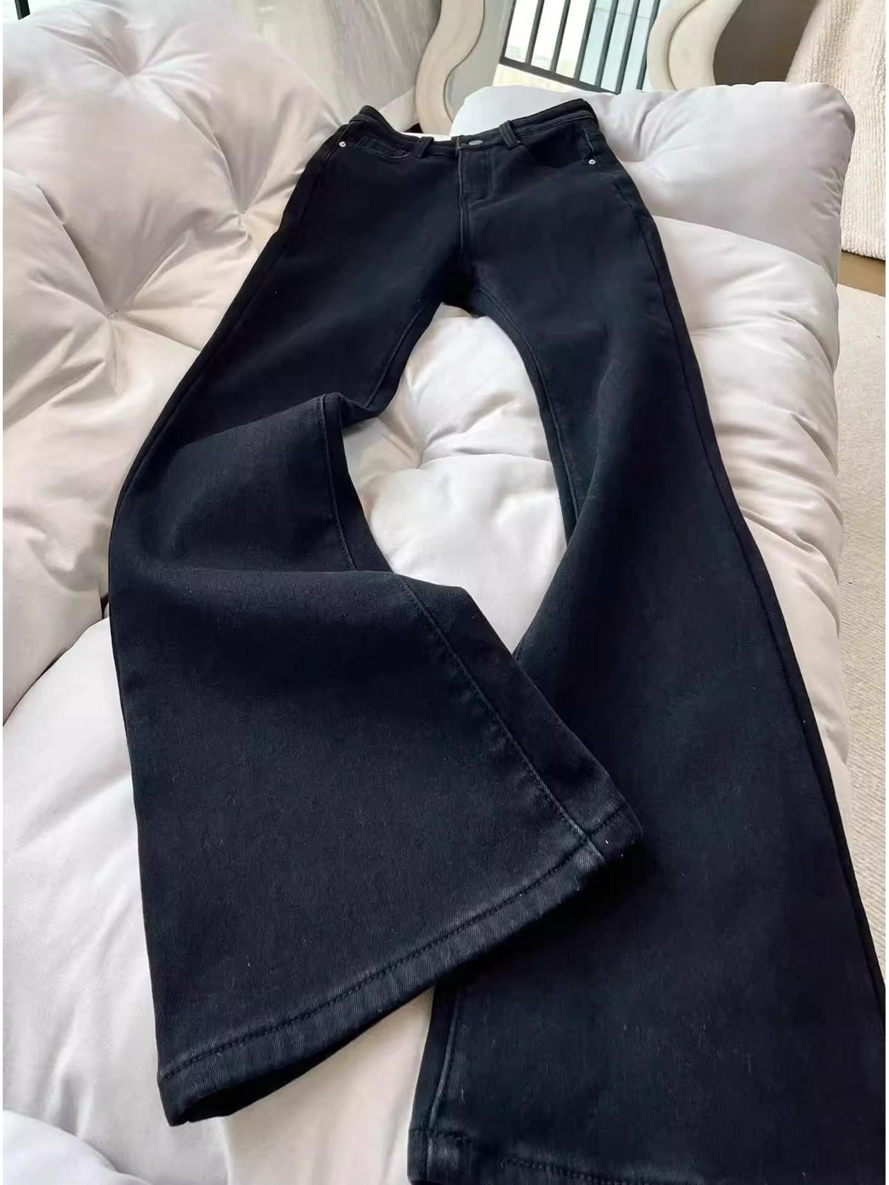 Women’s Plus Velvet Straight Leg High Waist Stretch Jeans – Autumn/Winter 2025 L