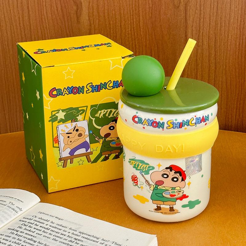 Ceramiczny Kubek ze Słomką z Pokrywką Uroczy Dziecięcy Kubek na Wodę Domowy Kubek na Mleko Śniadaniowy Pamiątka