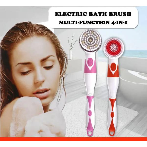 NEW 4-In-1 Electric Bath Brush Long Handle Waterproof Body Cleansing Brush Massage Home Shower Clean Spa System Health Care