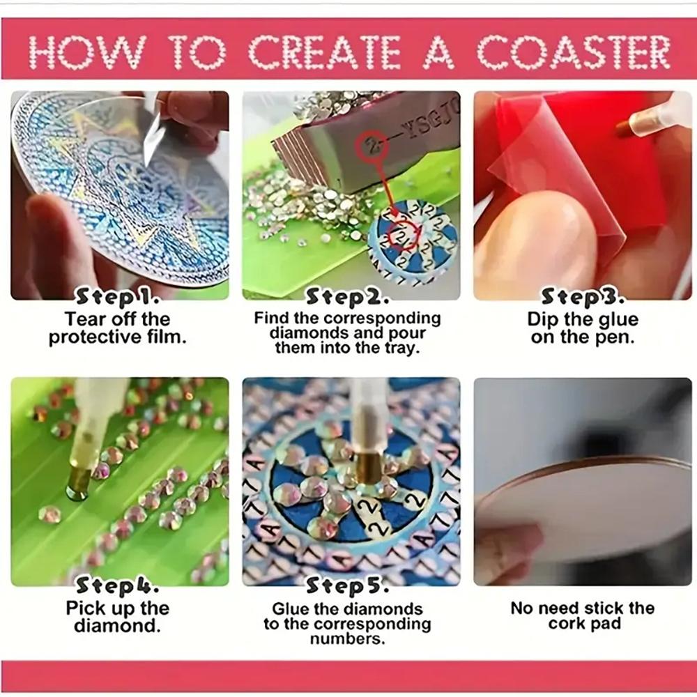 8 Pieces/set of Diamond Painted Animal Patterned Coasters, DIY Coasters with Holder, Suitable for Beginners and Adults, Art and Craft Supplies Gifts