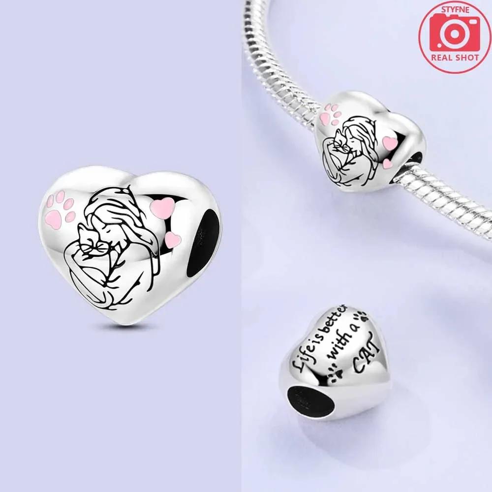 

Copper Original Charms Hugged Cat Dog Heart Girl Beads Flowers Plants Pendant Fit Bracelet Friend Gift Bag Charm Jewelry