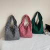 Plaid Canvas Bag Women's Large-capacity New Summer Versatile Shoulder Bag Lightweight Student Class Tote Bag