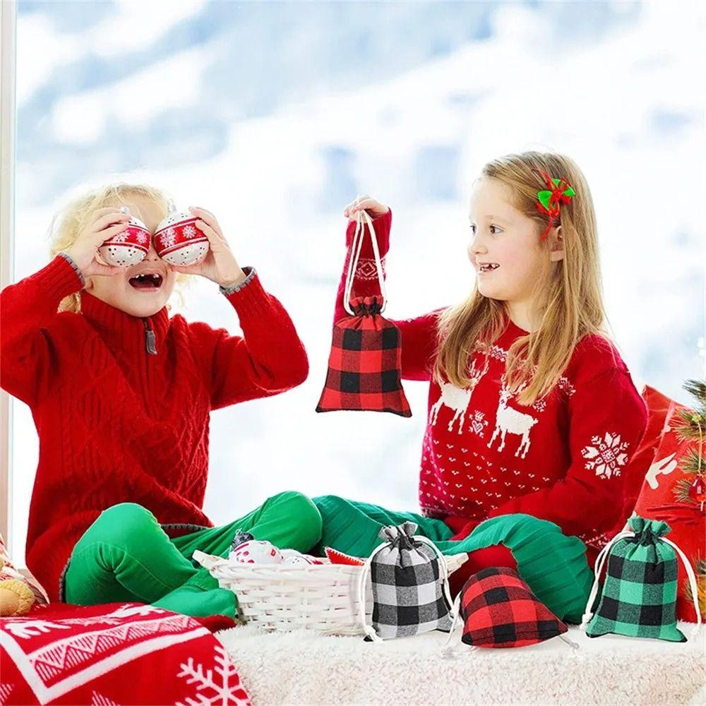 10pcs/lot Cotton Christmas Gift Drawstring Bags Burlap Gift Bag Cosmetic Wedding Candy Gift