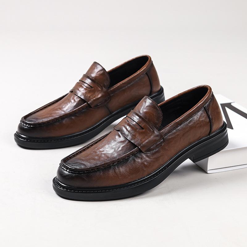 Leather shoes men's genuine leather one-pedal fashion casual Doudou shoes autumn and winter foot cover British style versatile shoes 41018-W