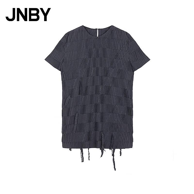 

JNBY 2025 Spring Round Neck Straight Short Sleeve H-Line Dress L