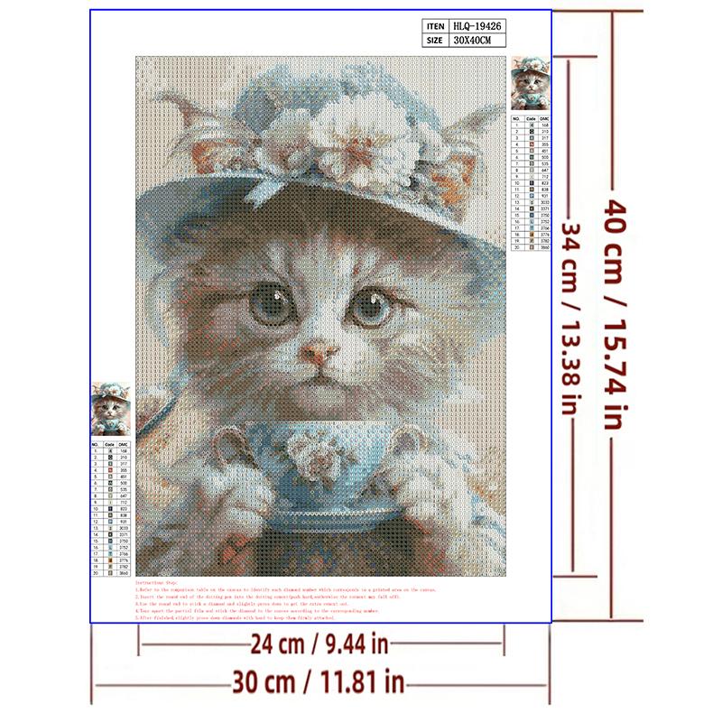 5d DIY Diamond Painting Cross Stitch Afternoon Tea Cat Diamond Embroidery Animal Mosaic Full Round Drill Home Decor Arts