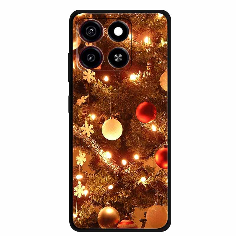 Christmas Cover For ZTE Blade A35 A55 Case Black Silicone Cases for ZTE Blade A55 Cartoon Santa Claus Christmas Tree Back Cover