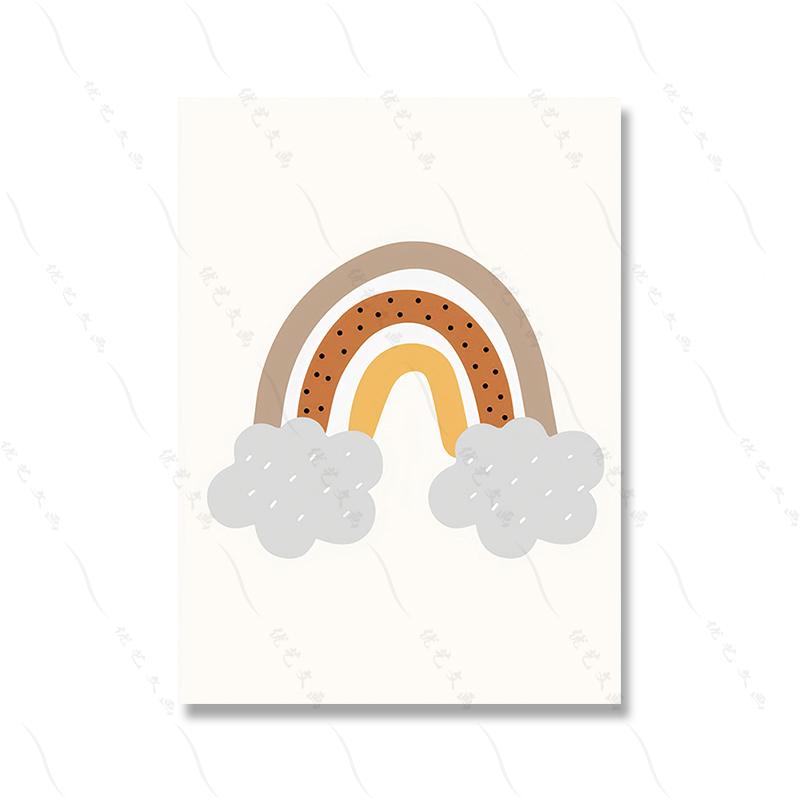 Cute Cartoon Nursery Wall Sun Rainbow Poster Print Animal Kids Room Painting Print Child Little Bear Flower Canvas Home Decor