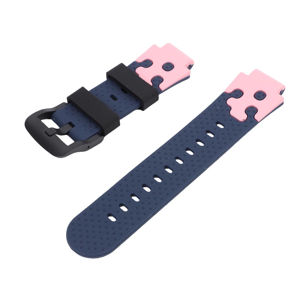 Bracelet de Montre en Silicone 15mm pour Enfants Étanche Bracelet de Montre de Sport de Rechange avec Boucle en Acier Inoxydable Rose