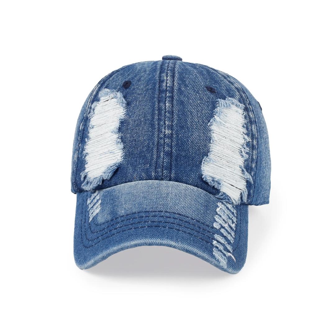 Women'S Korean Versatile Ripped Denim Baseball Cap Summer Sun Protection Visor Cap Men'S Style