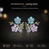Elegant S925 Silver Floral Earrings with Zircon, Light Luxury Niche Design for Women 2026