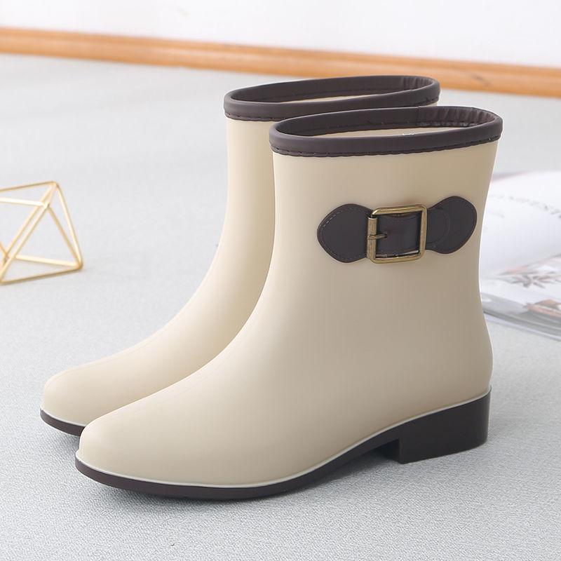 Waterproof Mid-Calf Rain Boots for Women Luxury Boots Warm & Durable Adult Female Waterproof Footwear with Anti-Slip Sole