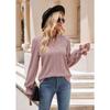Autumn and Winter Women's Blouse Solid Color Knitted Jacquard Long-sleeved T-shirt Twist V-neck Tops