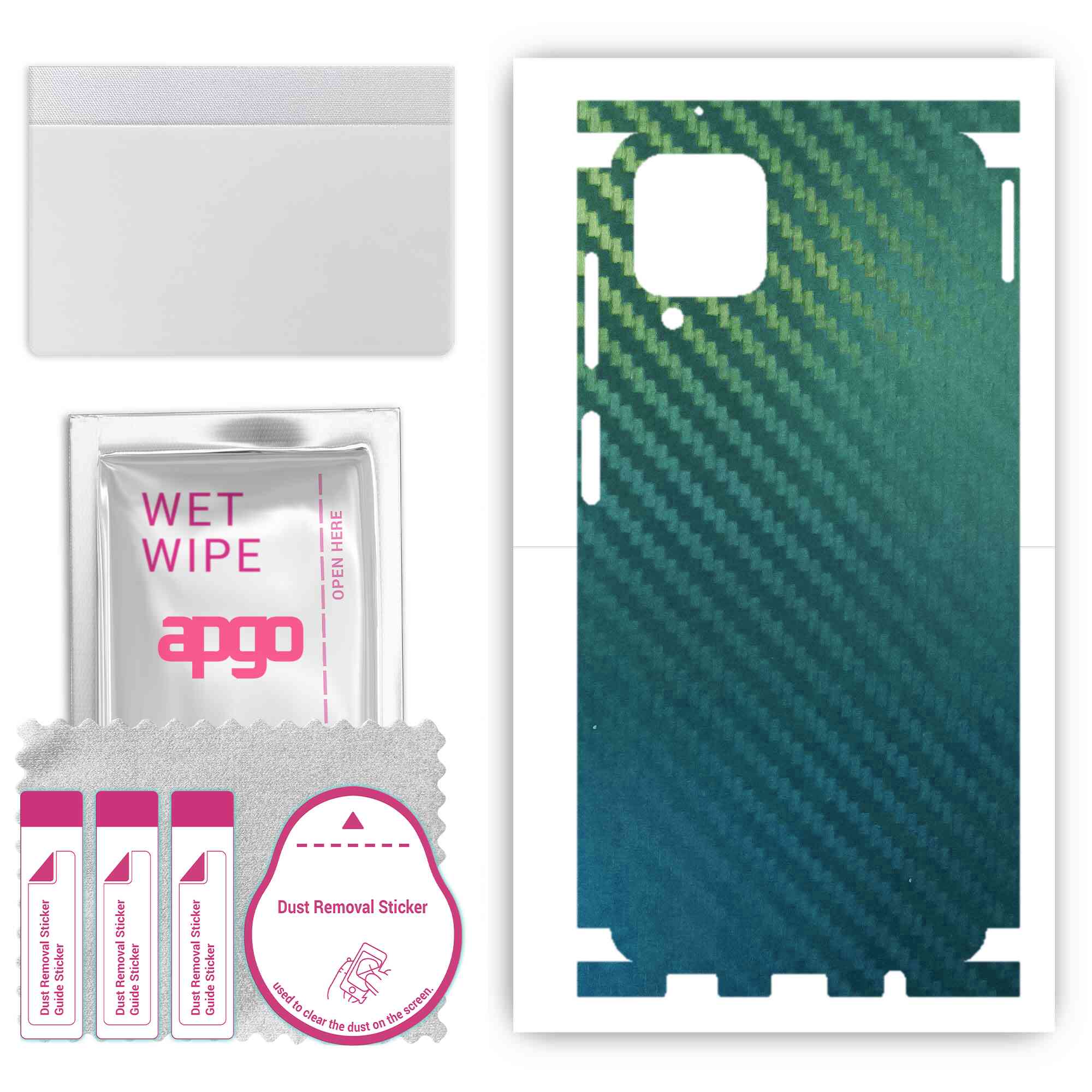 

Apgo Protective Skin Sticker for the back+sides compatible with Samsung Galaxy A12, Full Wrap Film, Foil, Vinyl - Pattern Carbon Chameleon CAKA1
