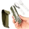 7 In 1 Multifunctional Outdoor Tableware Stainless Steel Foldable Fork Spoon Knife Picnic Camping Hiking Travelling Dinnerware