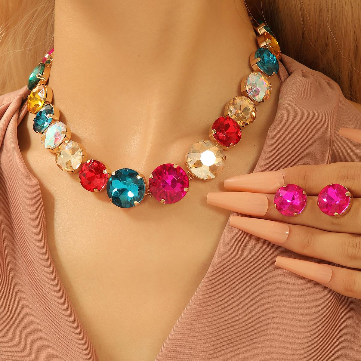 

Простой комплект серег-цепочек на шею в стиле хип-хоп, универсальная инкрустация цветными бриллиантами, длинное ожерелье, модные и милые серьги.