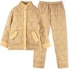 Pajamas Women'S Winter Three-Layer Velvet Thickened Padded Set Woven Pure Cotton Interlayer Winter Women'S Warm Loungewear