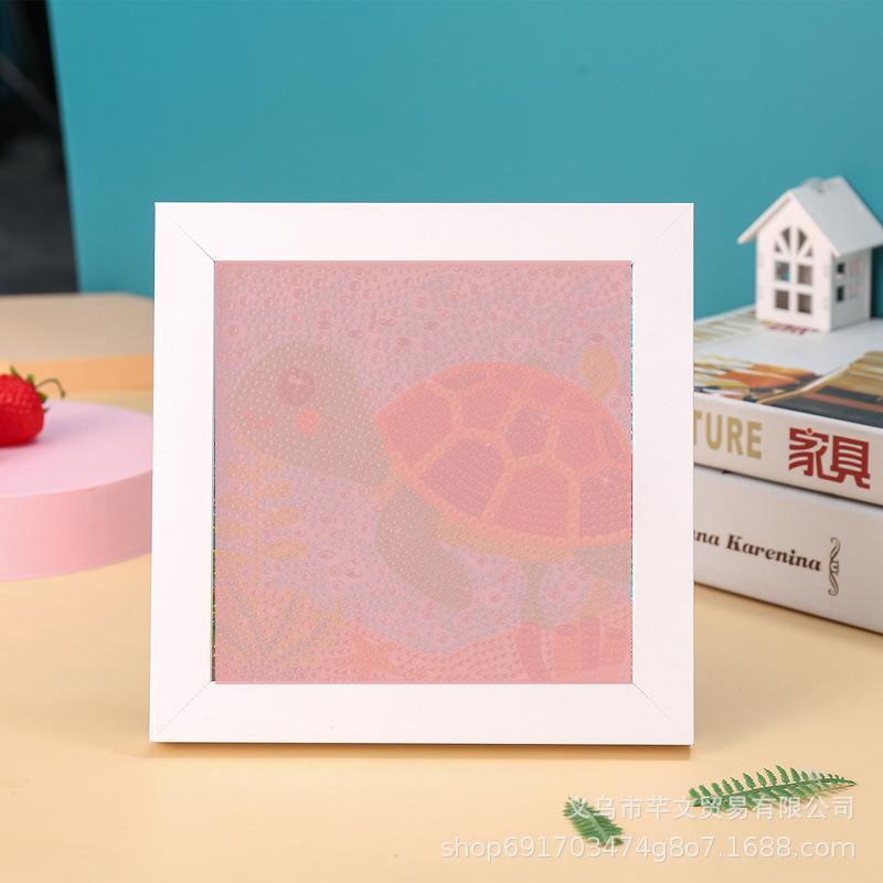 New Diy Diamond Painting Solid Wood Photo Frame Boxed Diamond Sticker Owl Cartoon Hand-Pasted Diamond Painting