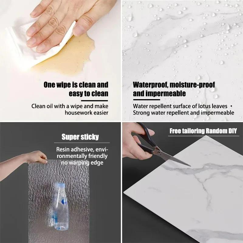 60cm*30cm Küche Imitation Keramikfliesen Wasserdichte Wandaufkleber Raumdekoration Badezimmerzubehör Klebende Wandtapete