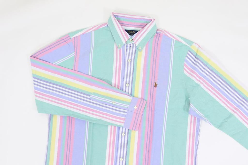 Polo Ralph Lauren Classic Fit Multistripe Oxford Long Sleeve Size XL Men's Shirt, (Product Code 01030032)