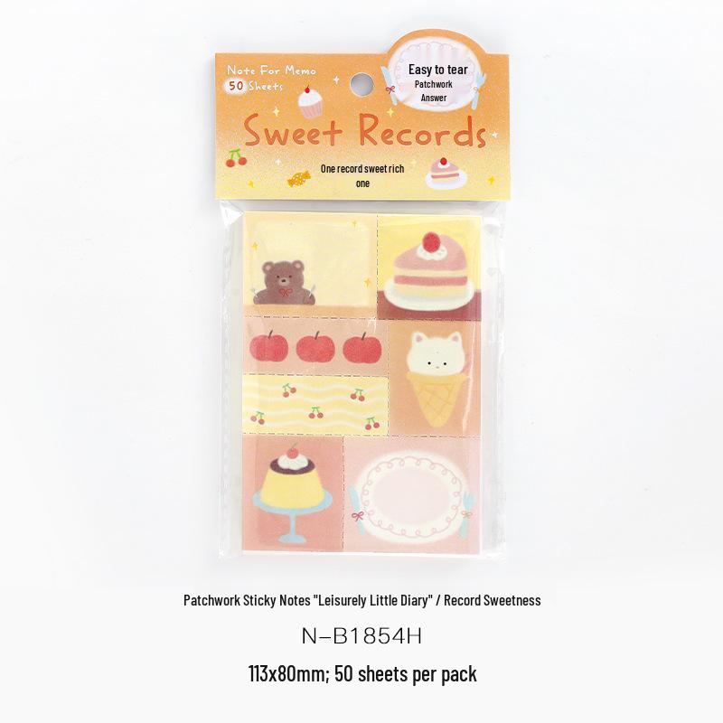 Patchwork Sticky Notes: Fresh Pattern Diary Series - Student Memo