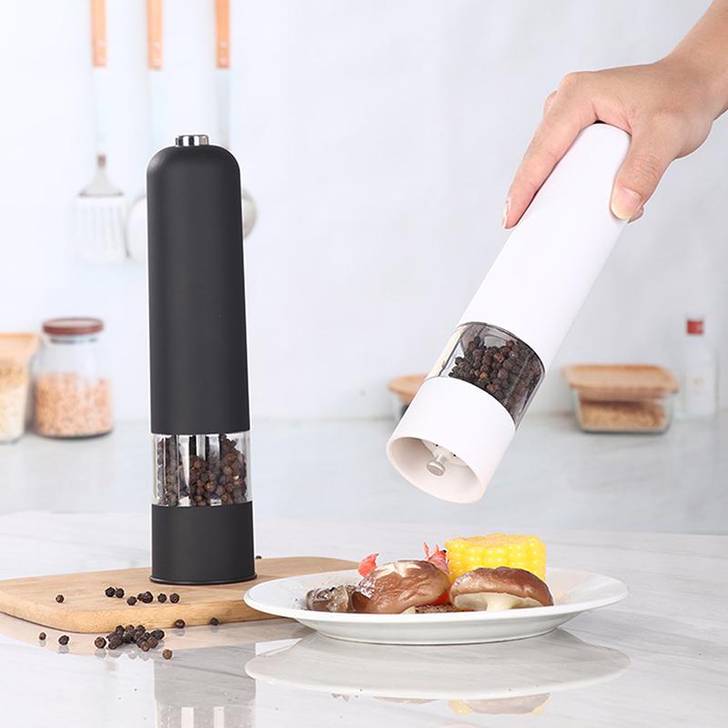 Macina Pepe e Sale Elettrico Automatico a Batteria con Luce LED Macina Spezie a Granulometria Regolabile Strumento da Cucina