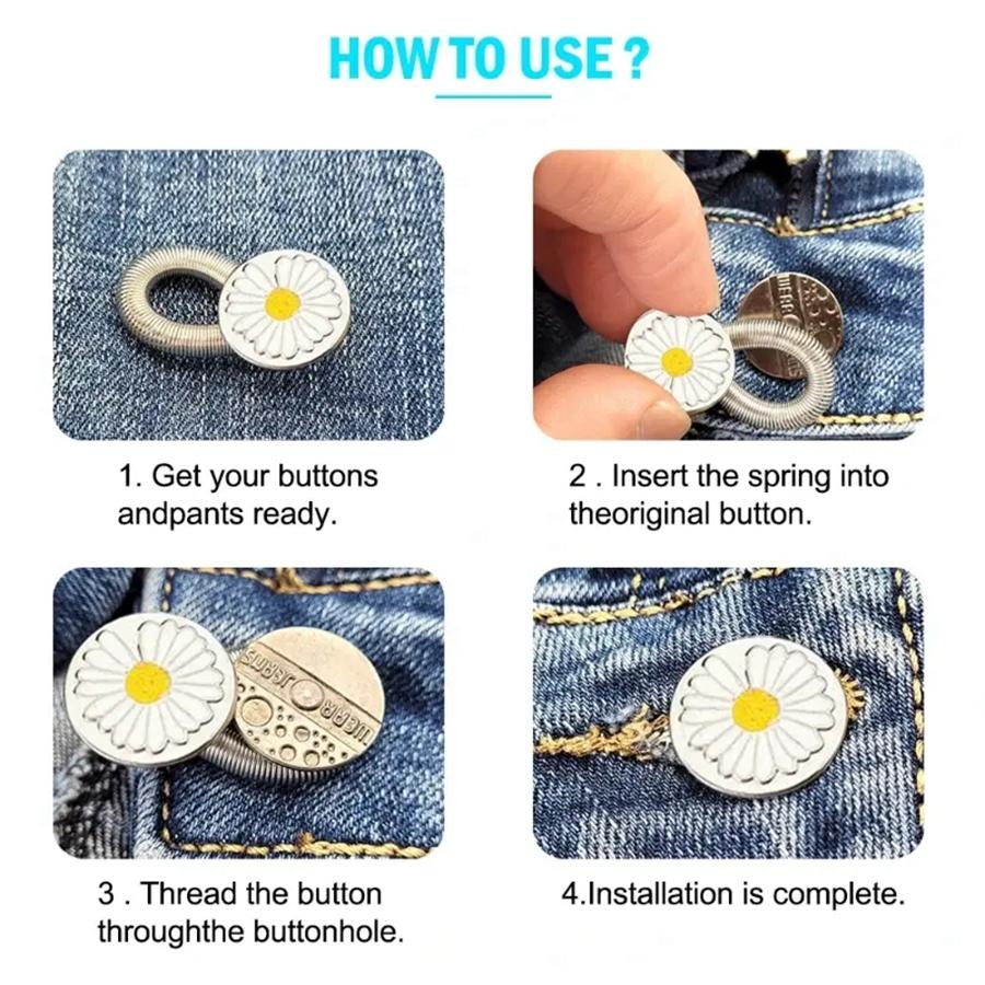 5 Stück Metall Elastische Feder Knopf Hosen Hosen Stretch Verlängerer Zubehör Taillenverlängerung Nähwerkzeug Jeans Knopf