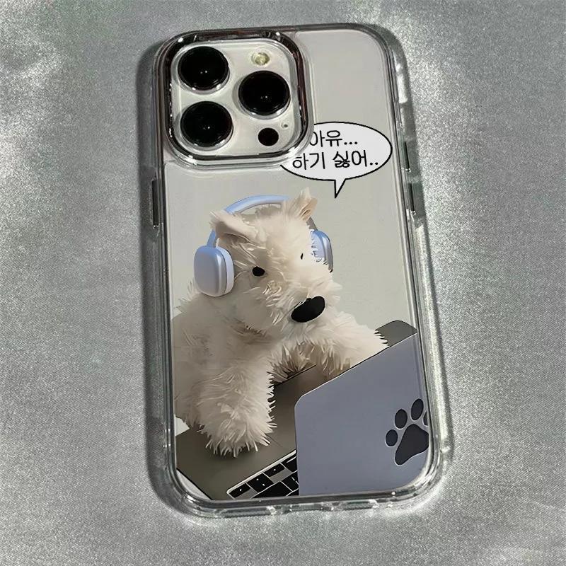 

Cute Korean Animals Puppy Transparent Phone Case for iPhone 17 AIR 16 15 14 13 12 11 PRO MAX XSMAX XR 7 8 PLUS Y2K Clear Cover iPhone 14 Pro