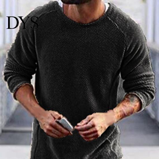 Winter Sweater Men's Solid Color Knitted Loose Pullover Thermal Men for Autumn Long
