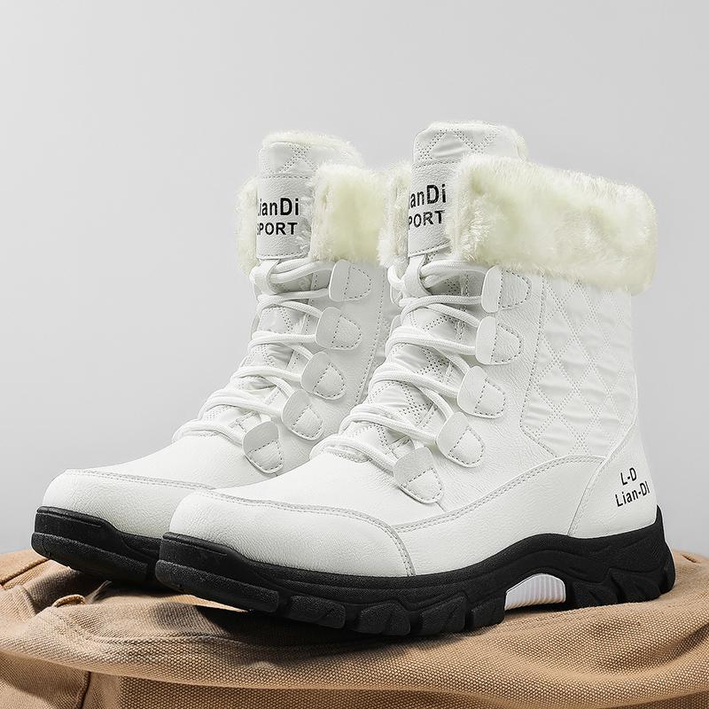 

ТУИНАНЛЕ Зимние женские новые бархатные утолщенные большие хлопковые ботинки, мужские нескользящие, морозостойкие и теплые короткие ботинки 44 белый