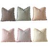 Cotton Pillow Cover with Pom Edges Braided Color-Coordinated Decorative Throw Pillow Case for Home Decoration Gift