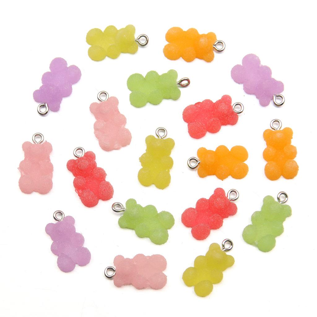 10pcs 11x21mm Cartoon Candy Colors Little Bear Resin Gummy Pendants Jewelry Making Drop Earrings Necklaces DIY Accessories