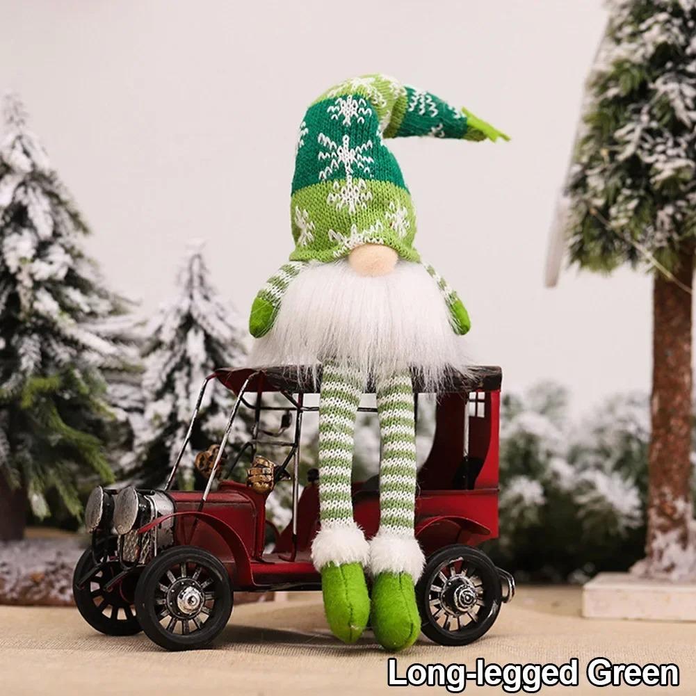Christmas Faceless Doll Gnome Ornaments LED Light Plush Knitting Crafts Pendant Decor Christmas Decorations for Home Kids Gift