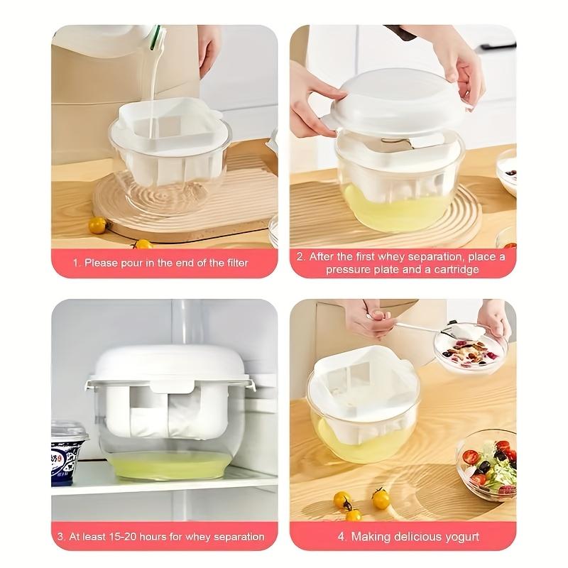 1 pieza Filtro de Yogur Efectivo y Bamboleador de Humedad, Separador de Yogur Redondo de Plástico para Elaborador de Yogur Griego, Máquina de Yogur Comprimido Cold Brew,