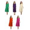 Women's Cotton Swing Dress Casual 45720 Sleeve Crew Neck Midi