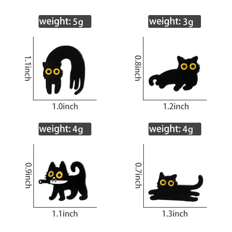Japanese Cartoon Black Cat Series Alloy Brooch Metal Badge Lapel Pins Badges On Backpack Pines