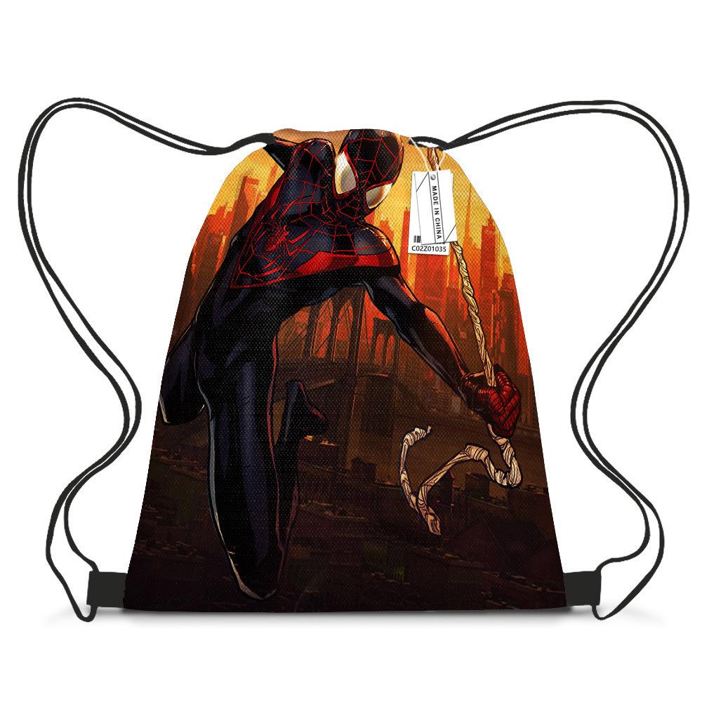 Bundle Pocket Casual Bag Spider-Man Shoulder Cartoon Student Print Drawstring Backpack Storage Bag