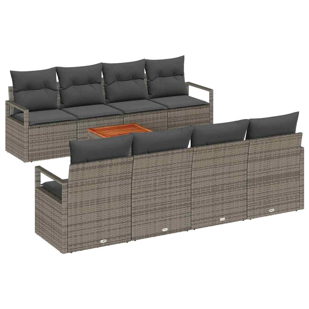 9 Piece Grey Garden Sofa Set with Cushions