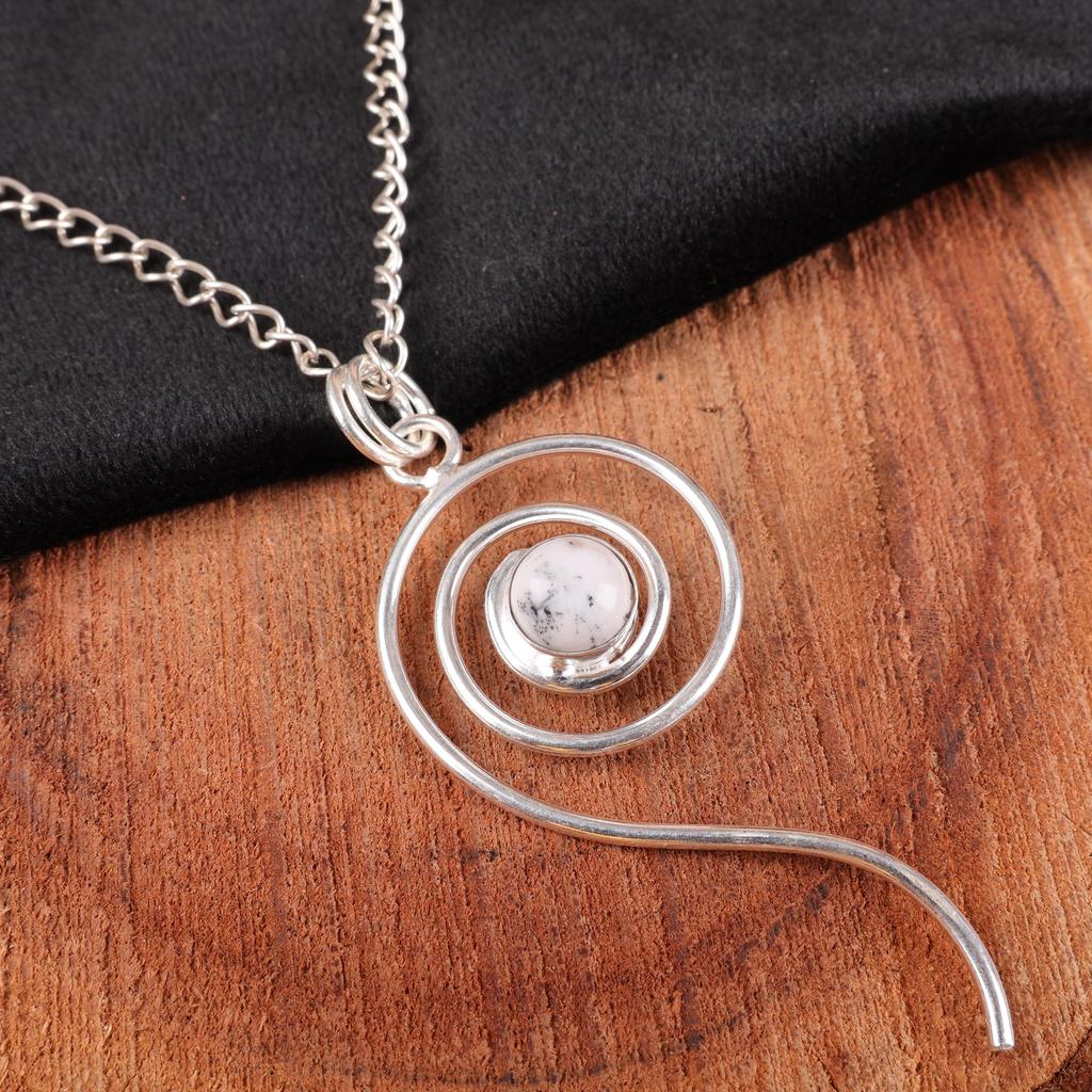 Dendritic Opal Pendant Gemstone Jewelry, 925 Solid Sterling Silver Pendant, Handmade Pendant Gift For Women