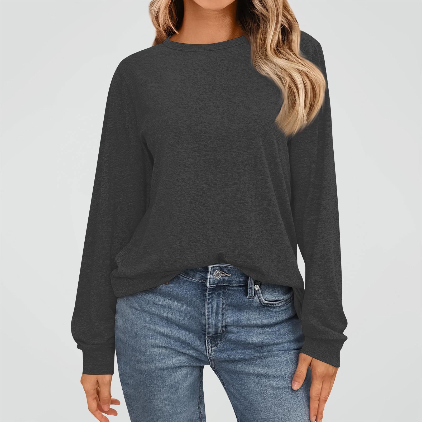 

Женская мода рубашки с длинным рукавом свободные облегающие с круглым вырезом базовые топы повседневные наряды XXXL