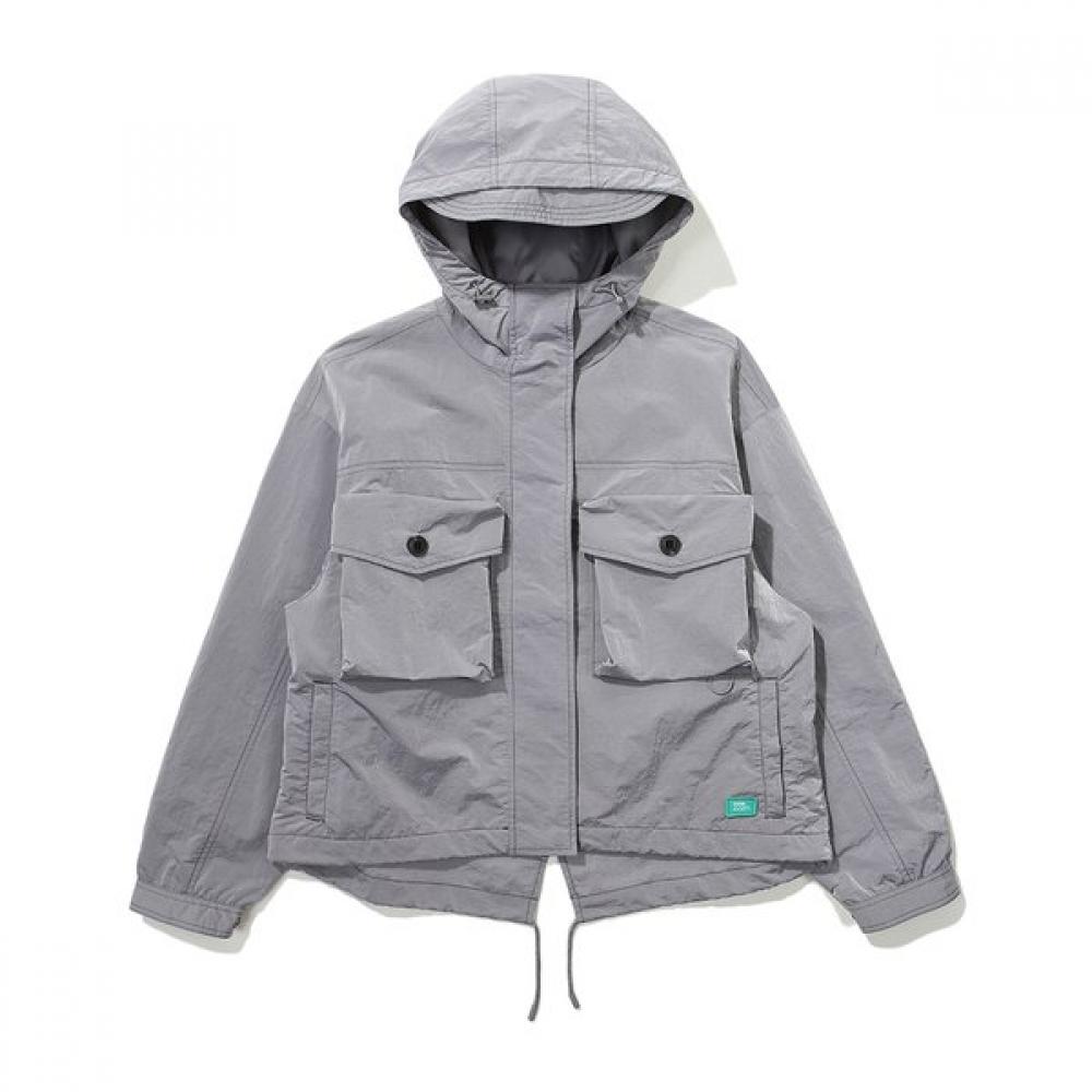 Women S Out Pocket fiSh Tail Hoodie Jacket Light Gray 24SS 090