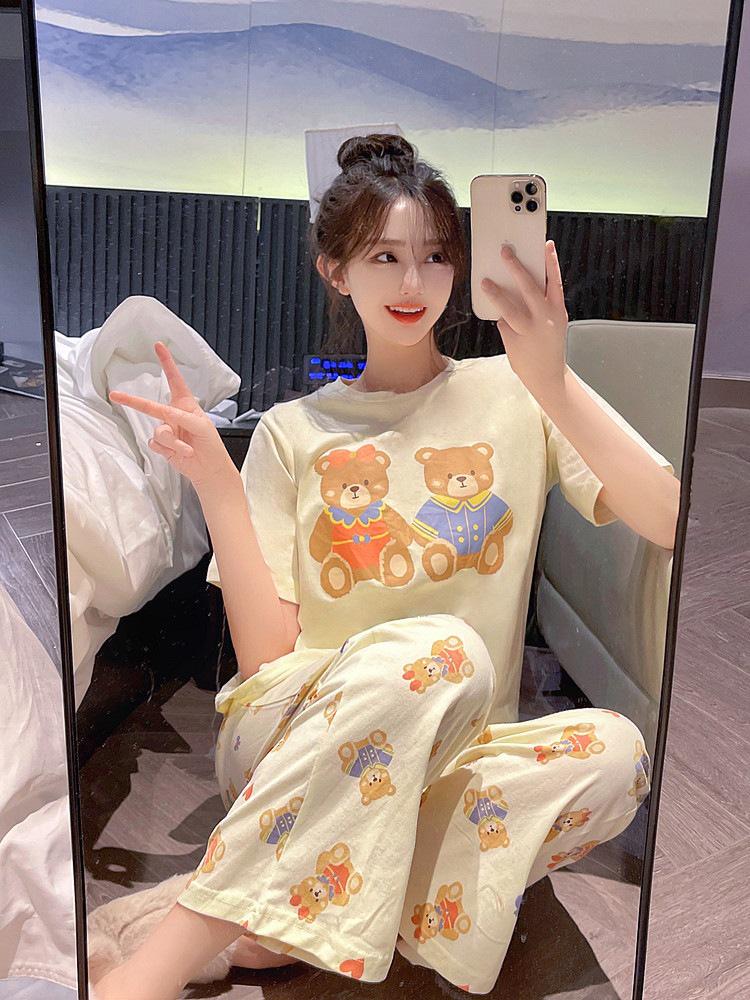 Women's Cute Cartoon Bear Pajamas: Loose, Casual Walking Pants for Spring & Autumn Outdoor Wear