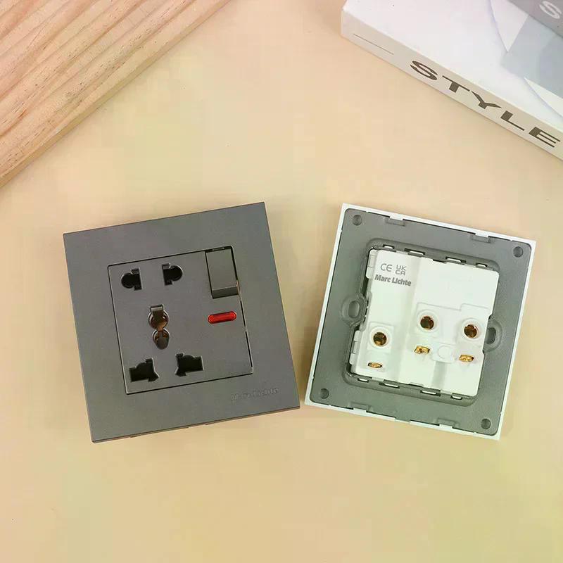 Universal 18W Type-C Quick Charge 5-pin Socket,Uk Wall Electrical Outlet With USB Charger,White Smart Double Power Socket Plug