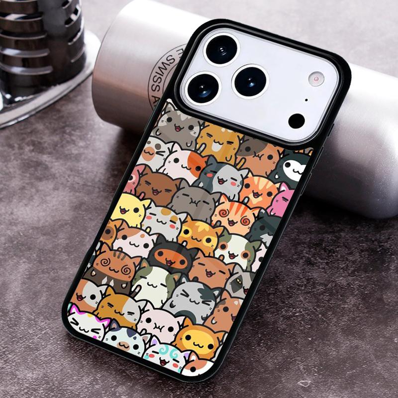 Funny Cats Cartoon Cute Phone Case for iPhone 17 16 15 Pro Max Air 14 13 12 11 Plus Shockproof Cover