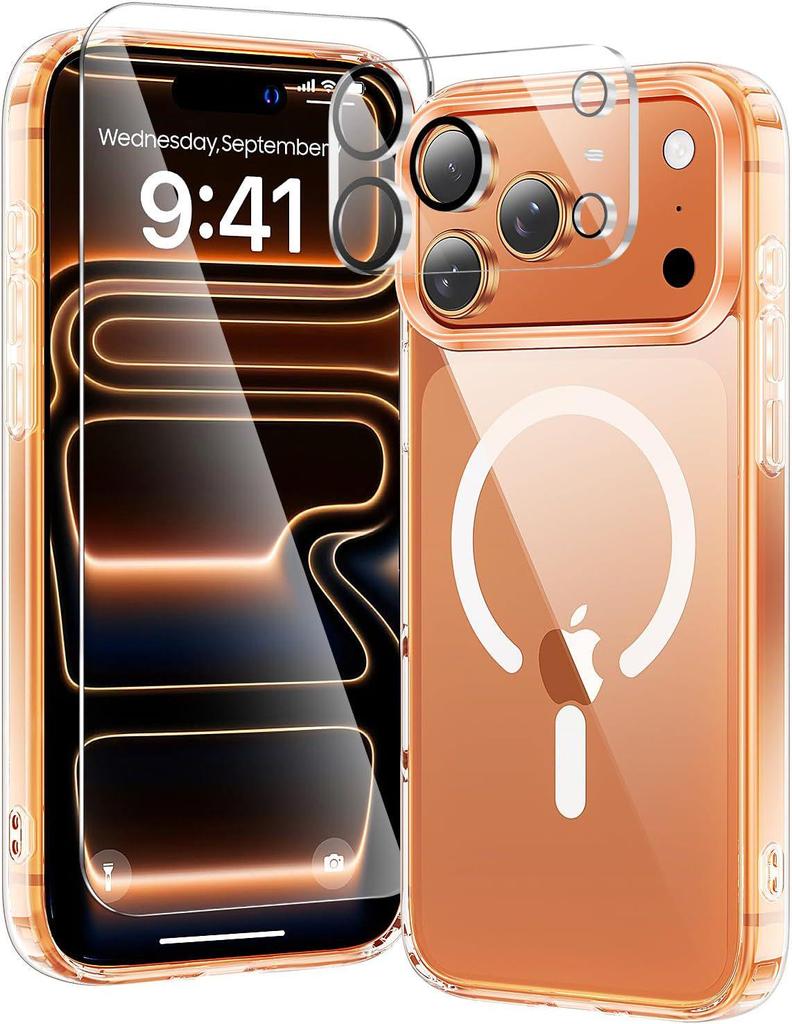 Magnetische Handyhülle für iPhone 14 Pro + Gehärtete Linsenfolie für Apple 15 Pro Max
