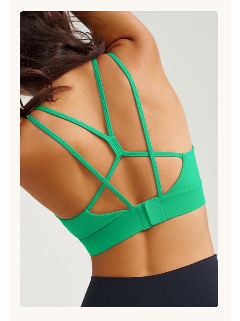 Women's Cross-Back Sports Bra with Thin Straps - Shock-Absorbing and Comfortable Yoga Fitness Wear with One-Piece Cup